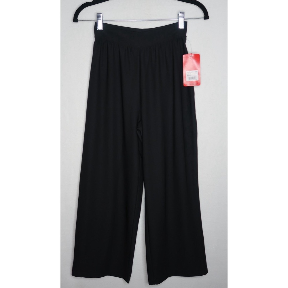SPANX Bod A Bing Crop Pants Womens M Black Wide Leg Shaping Pull On Stretch NWT
